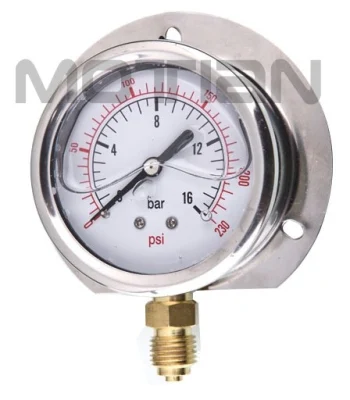 Medidor de pressão de tubo Bourdon preenchido com óleo de silicone líquido de glicerina