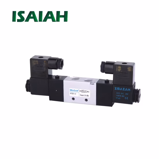 Válvula solenoide de cinco vias de duas posições e cabeça dupla válvula elétrica pneumática DC24V 220 volts